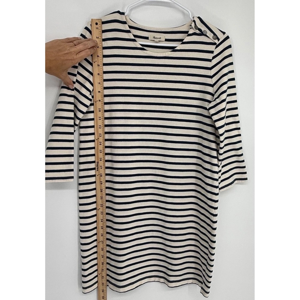 Madewell Dress Womens Medium White Blue Striped 100% Cotton Knit Preppy Nautical - Picture 4 of 8